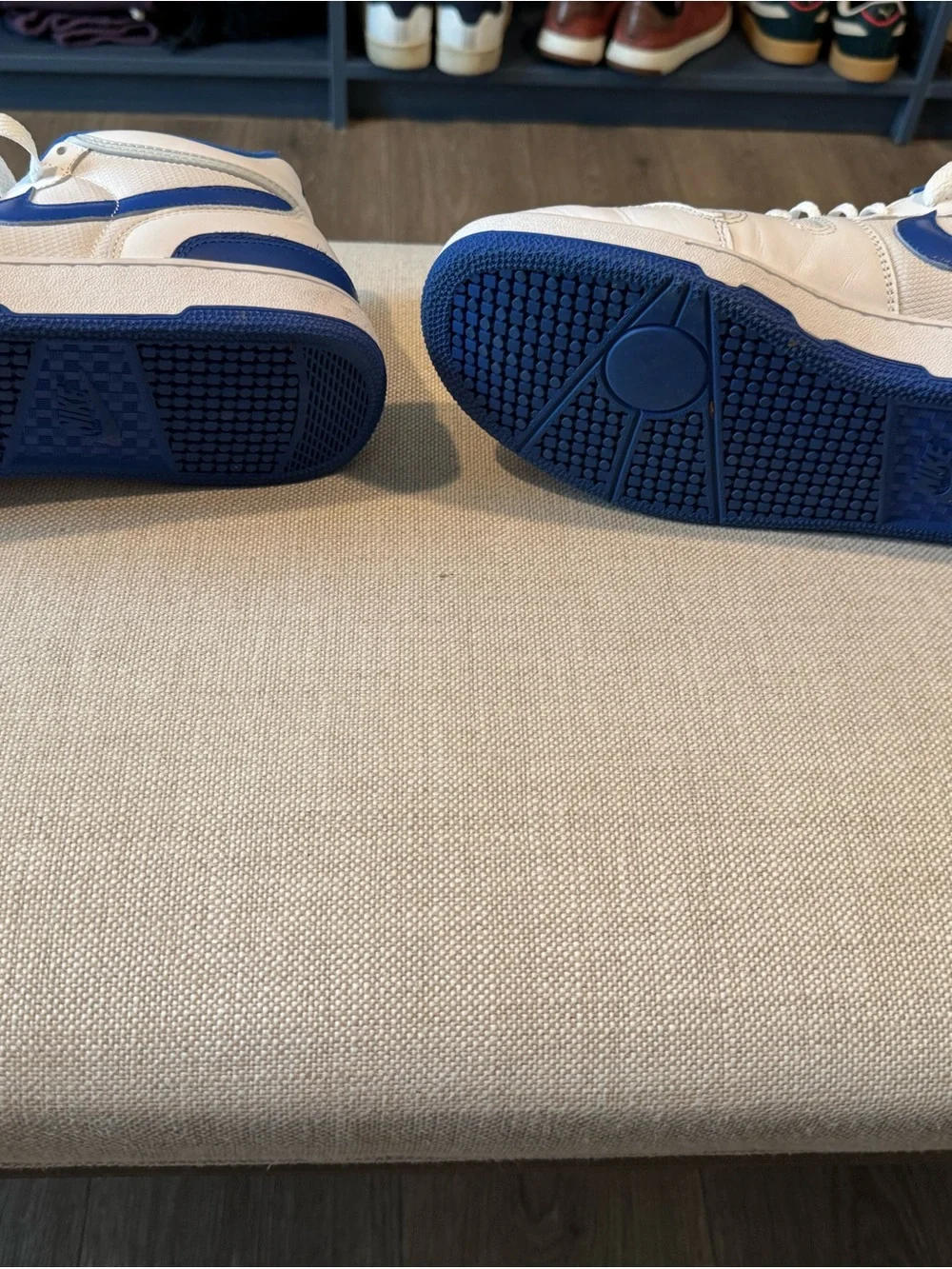 Nike White and Blue Mid-Top Swoosh Sneakers - Picture 5 of 5
